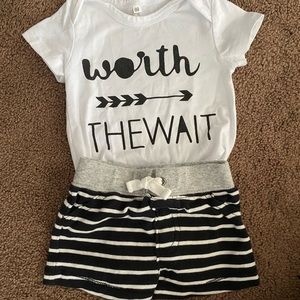 3 newborn onesies and 1 outfit